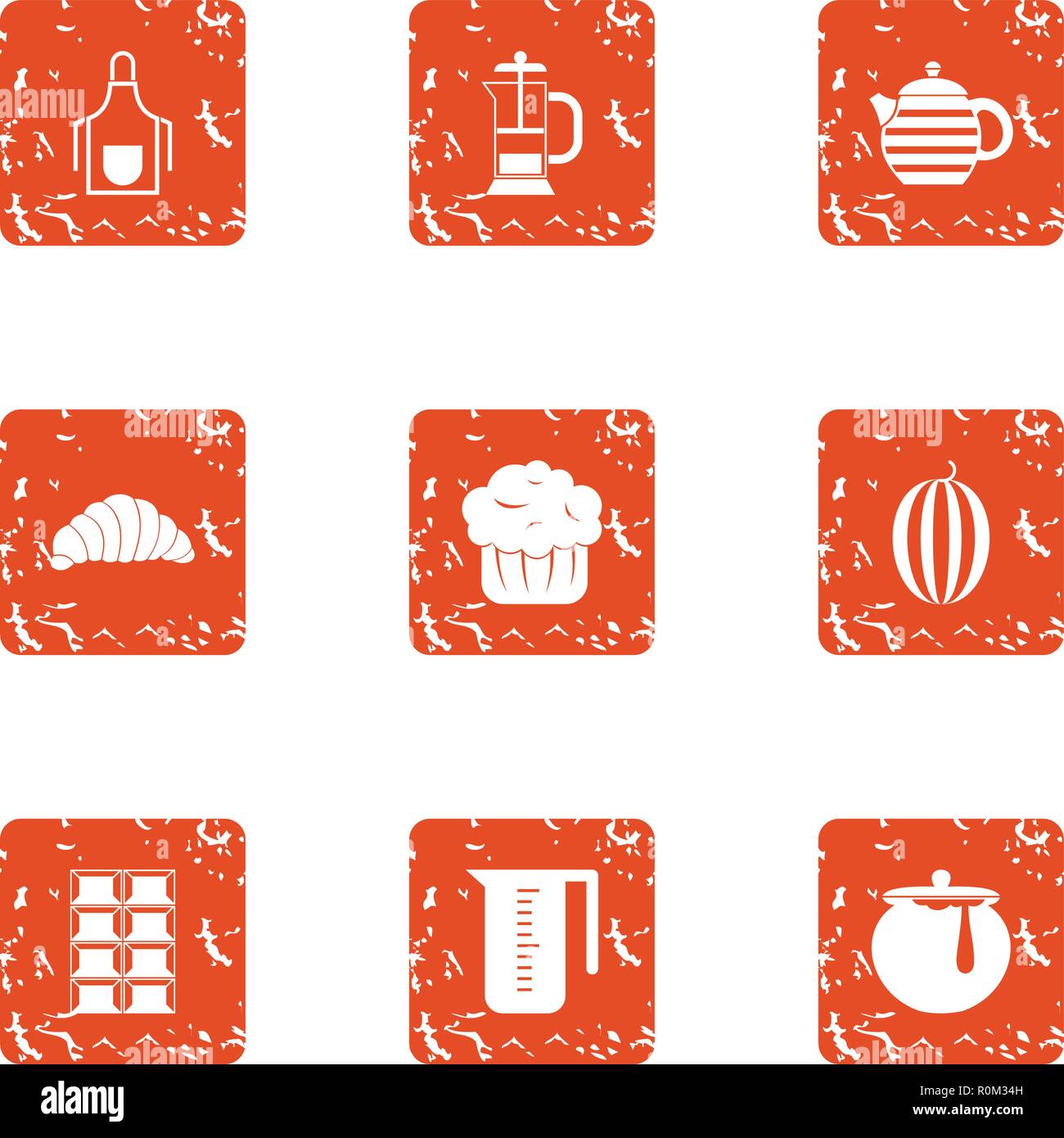 Lactic icons set, grunge style Stock Vector