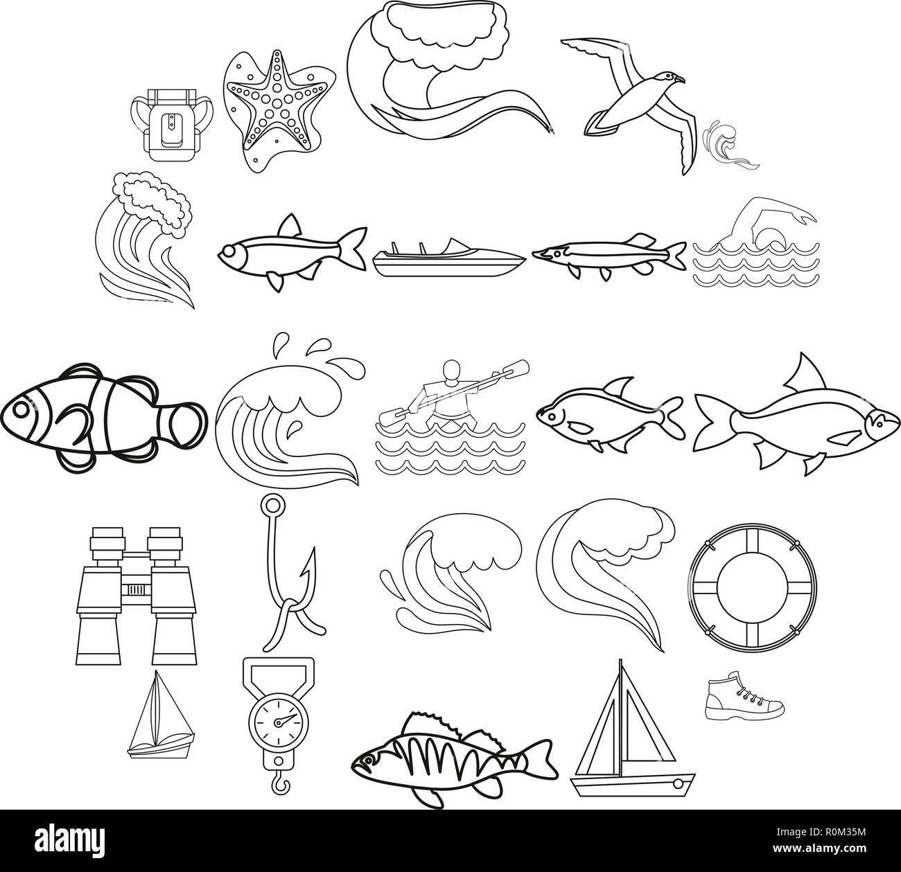 Fishery icons set, outline style Stock Vector Image & Art - Alamy
