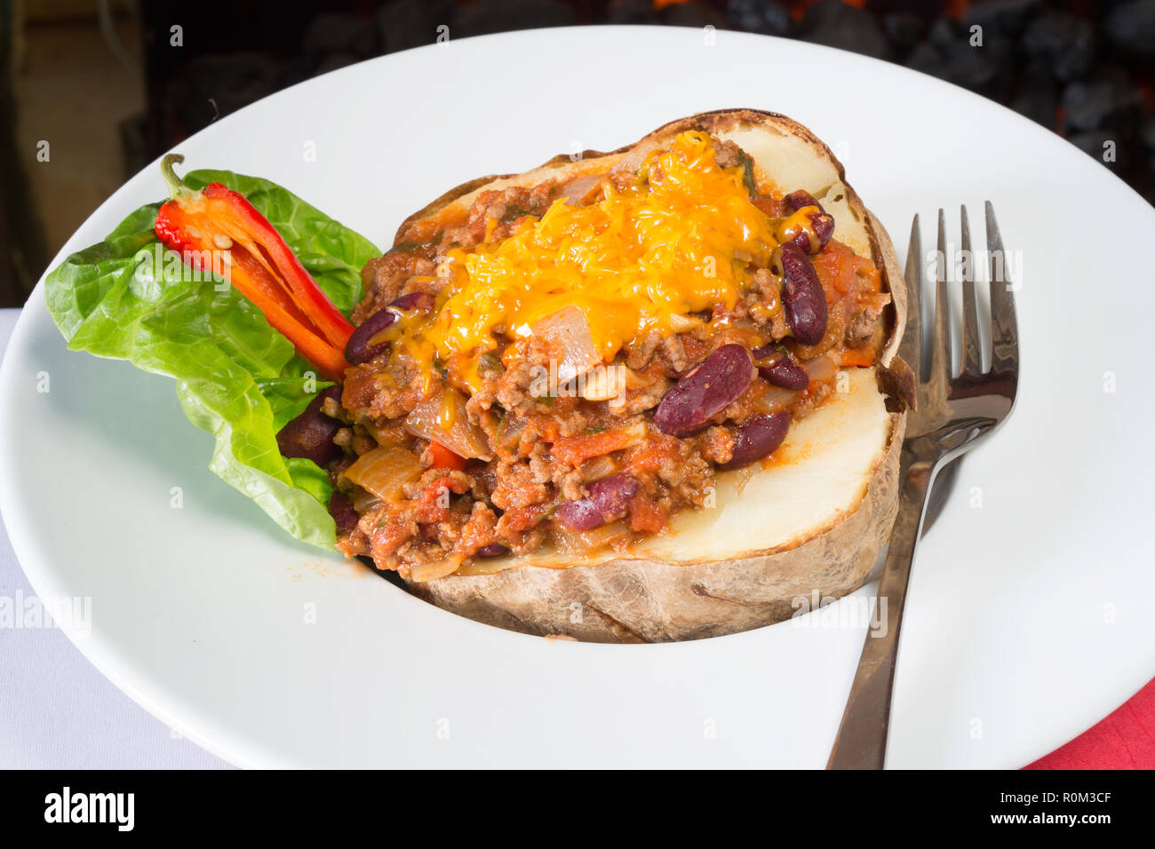 Jacket potato cheese beans salad hires stock photography and images