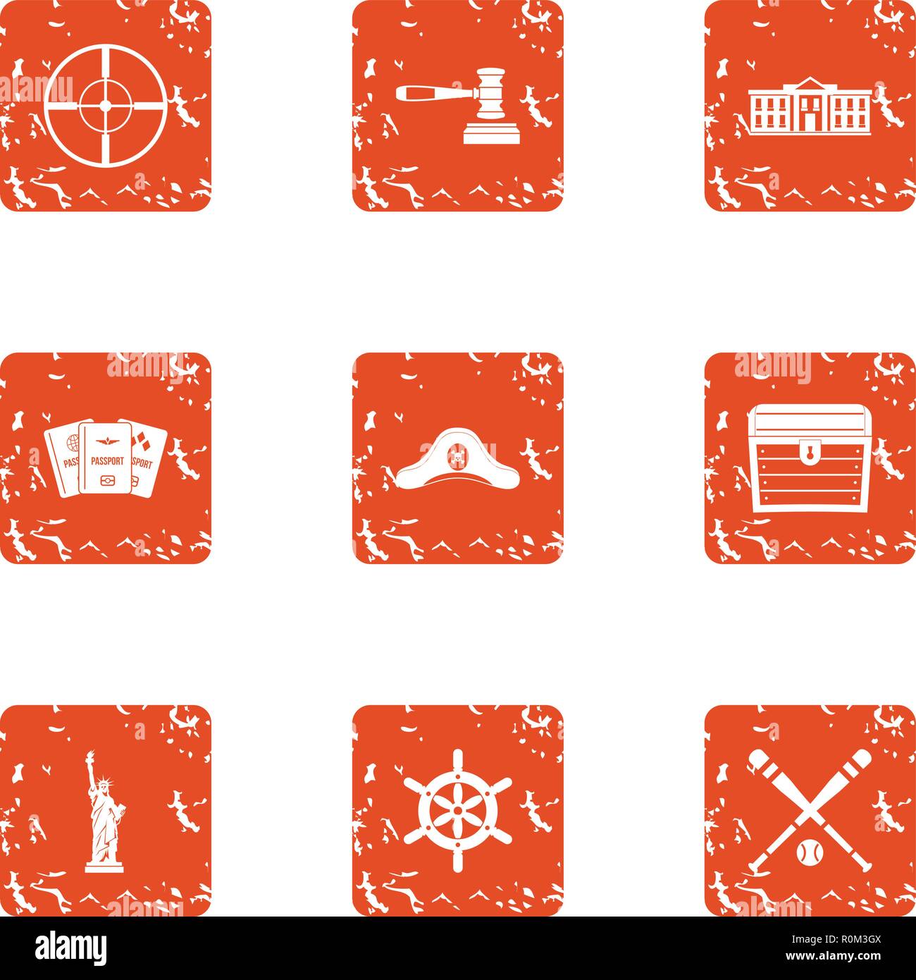 Legislation icons set, grunge style Stock Vector
