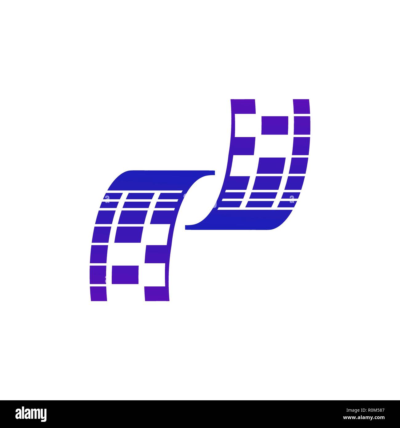 Abstract pixel shapes logo. Two flying sheets with overlay Stock Vector