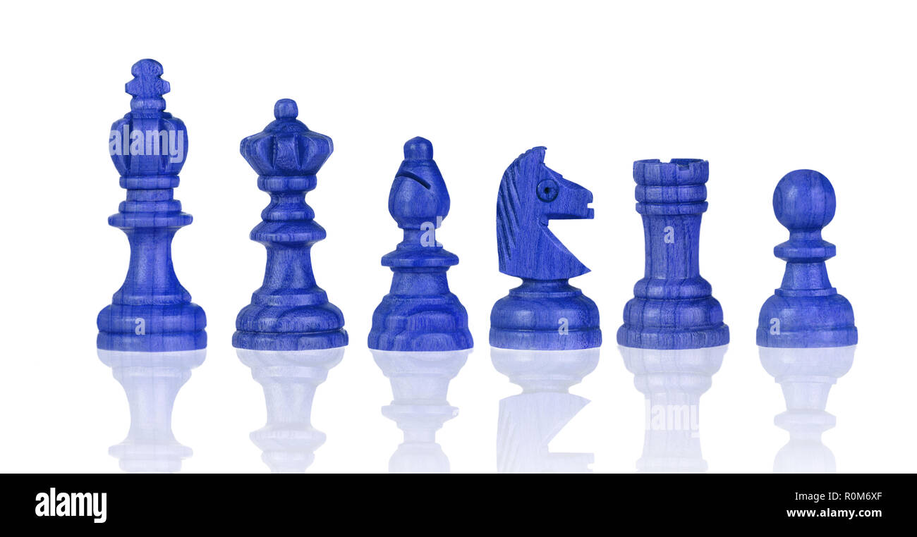 Blue chess figures isolated on a white background Stock Photo - Alamy