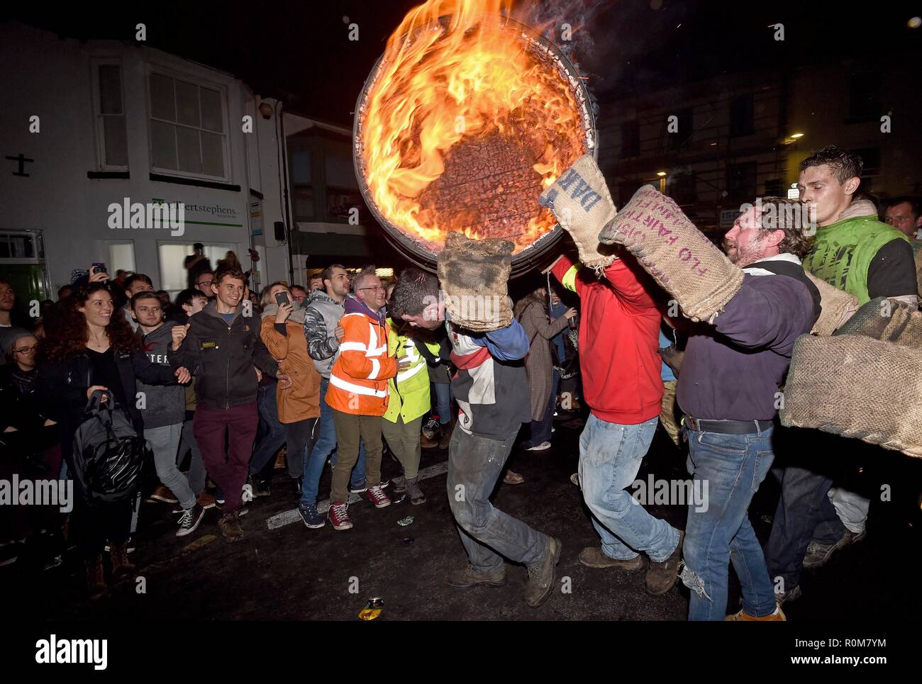 Burning tar barrels event on Bonfire Night, Tar Barrel Burning, People