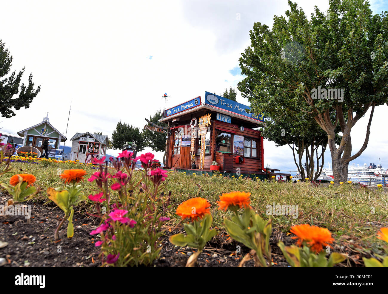 Ushuaia, Argentina. 09th Feb, 2018. Souvenir shops near the port of