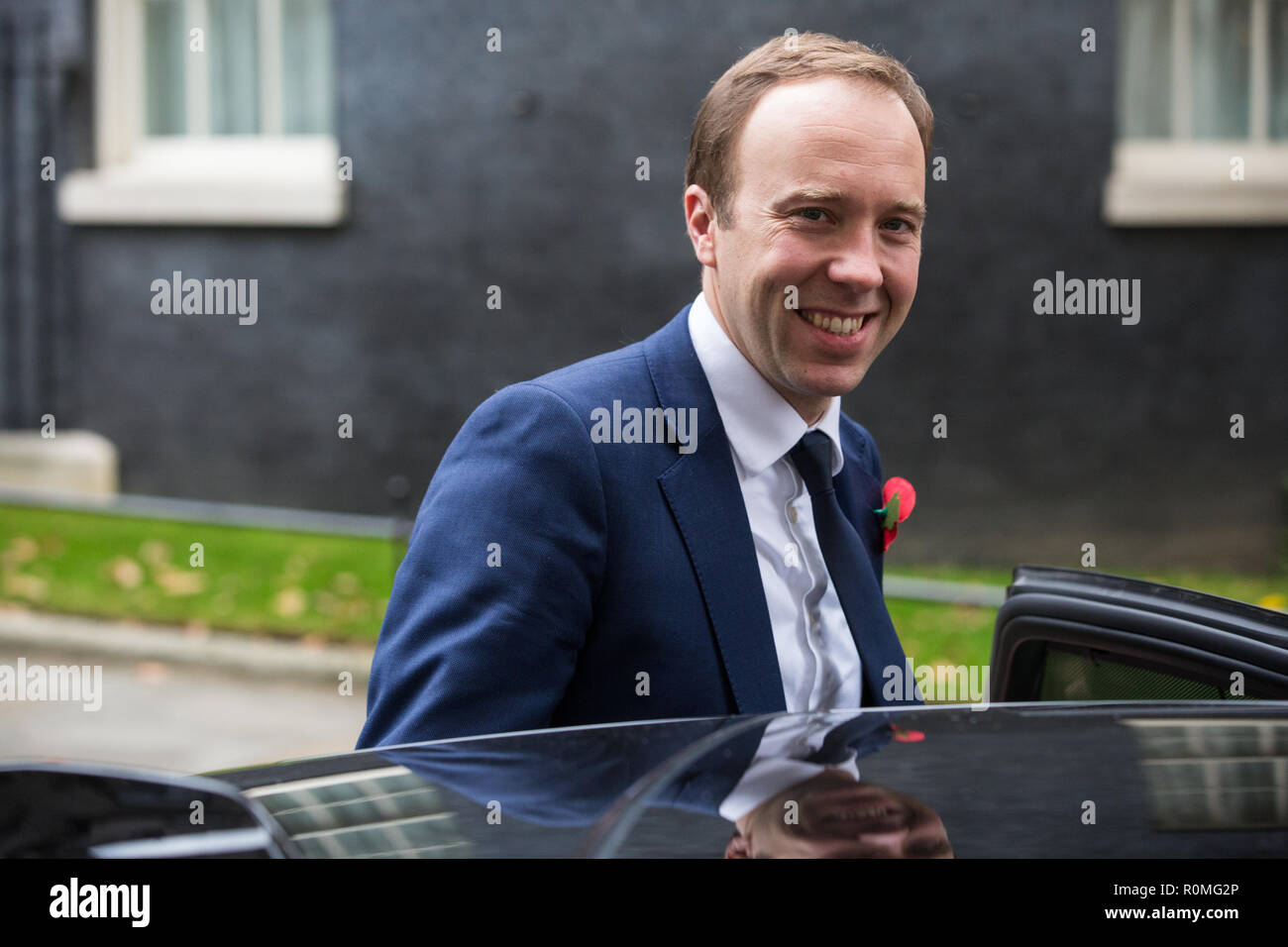 London, UK. 6th November, 2018. Matt Hancock MP, Secretary of State for Health and Social Care, leaves 10 Downing Street following a Cabinet meeting during which the Prime Minister was expected to update ministers on the current status of Brexit negotiations with a view to working towards a special Brexit summit in the final week of November. Credit: Mark Kerrison/Alamy Live News Stock Photo