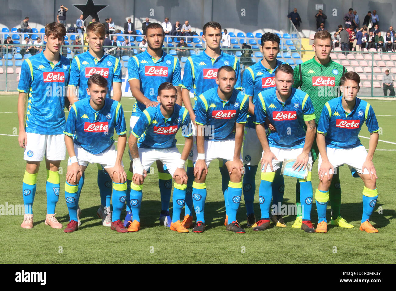 Frattamaggiore, Campania, Italy, 2018-11-06, UEFA Youth league SSC Napoli U19 - PSG U19 in pictures team SSC Napoli U19 lined up Stock Photo