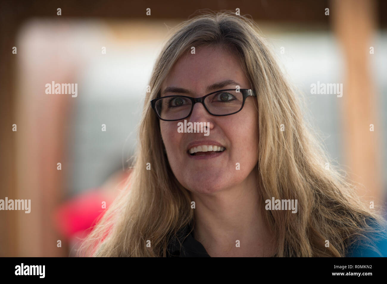 Leesburg, Virginia, USA. 06th November, 2018. Virginia Democratic congressional candidate Jennifer Wexton, a former prosecutor and current Democratic state senator, greets voters at the Clarke County School Offices, Tuesday, Nov. 6, 2018 in Berryville, Va.  Wexton is running against two-term Rep. Barbara Comstock, R-Va. (Photo by Douglas Graham/Loudoun Now) Credit: William Graham/Alamy Live News Stock Photo