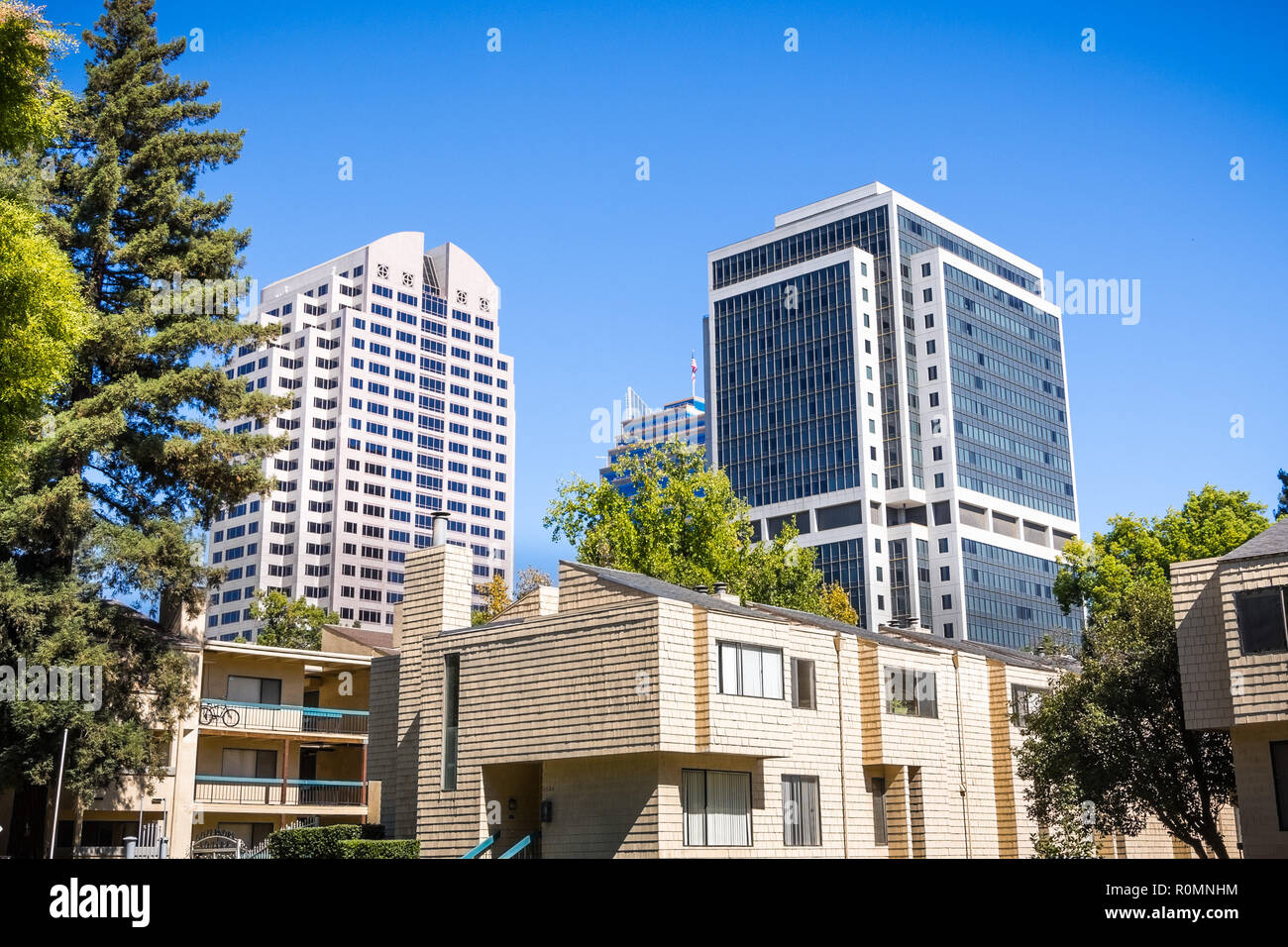 Apartment building close to downtown Sacramento; Office buildings in
