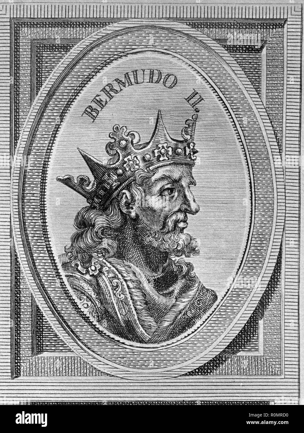 BERMUDO II REY DE GALICIA Y LEON . 956 - 999 GRABADO DE ARNOLDO VANWESTER . 1684 BIBLIOTECA NACIONAL . MADRID. Stock Photo