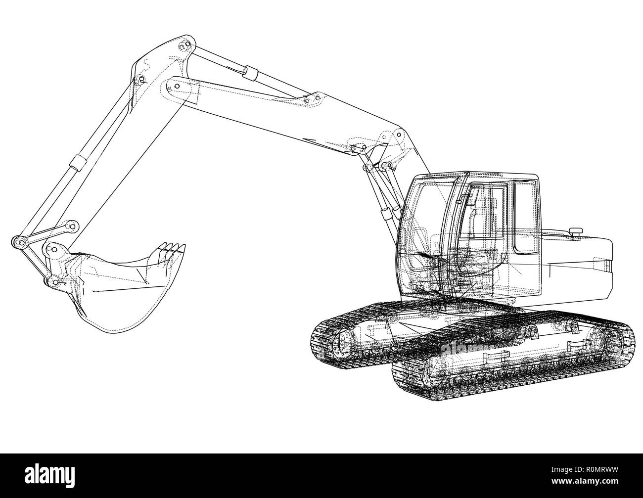 Bulldozer & excavator vector line a. A vector image of a bulldozer and excavator  sketch. this vector is very good for design | CanStock