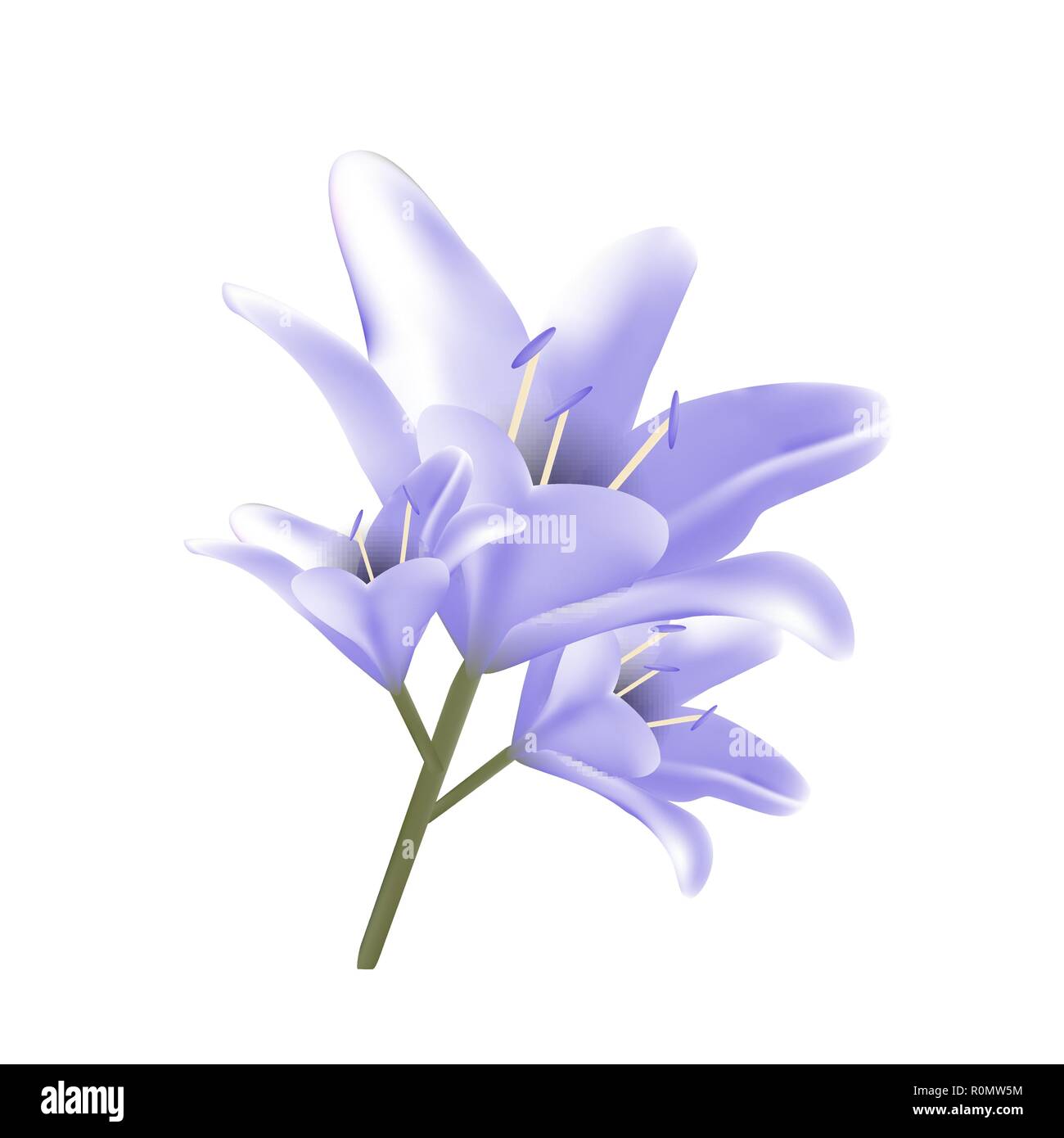 Bouquet Of Blue Lilies Vector Illustration Beautiful Flowers Stock Vector Image Art Alamy