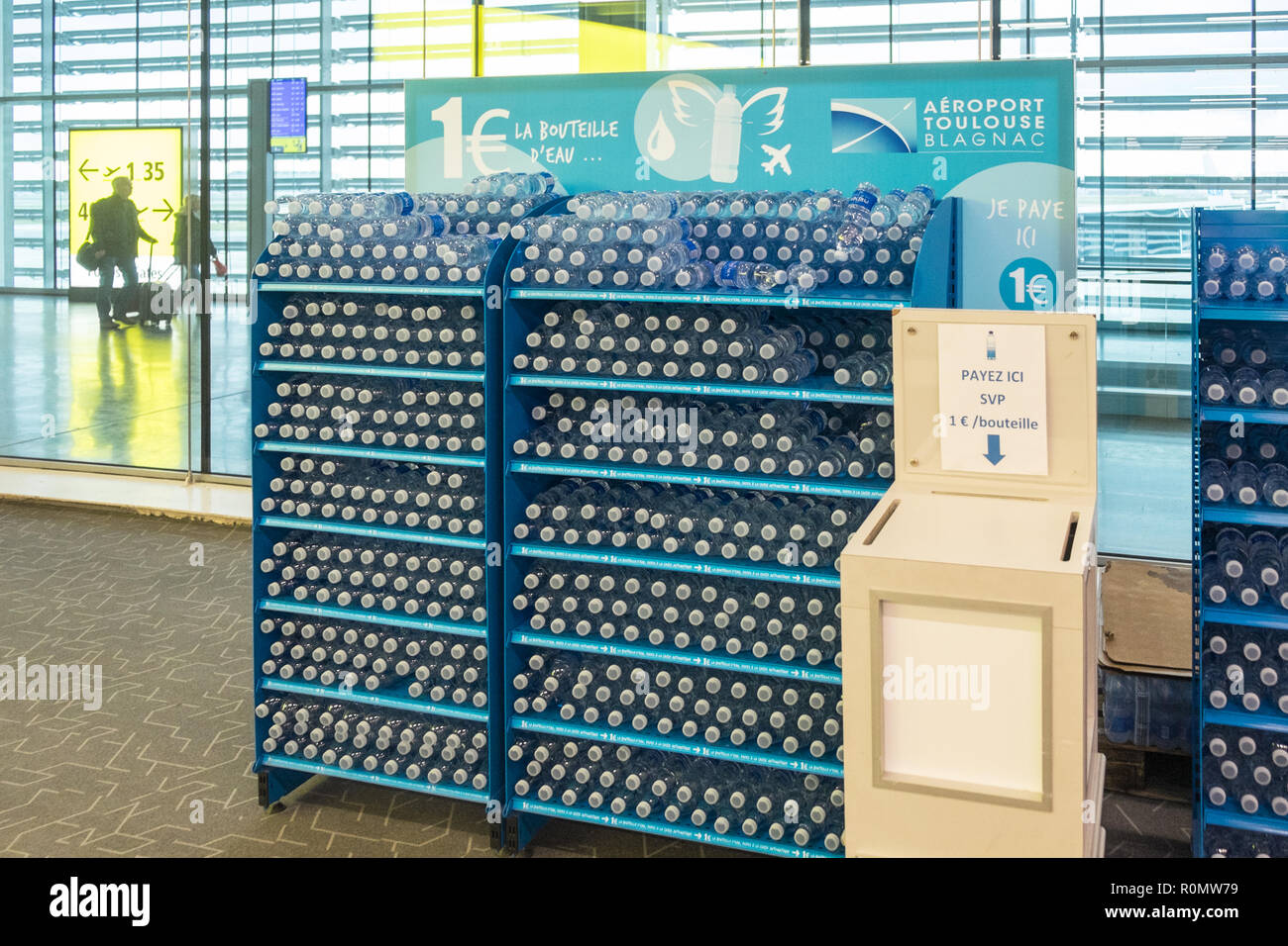 Bottled,water,Toulouse,Toulouse Airport,Toulouse Blagnac,Airport,international,transport,hub,Haute-Garonne,region,Occitanie,South,of,France,French, Stock Photo
