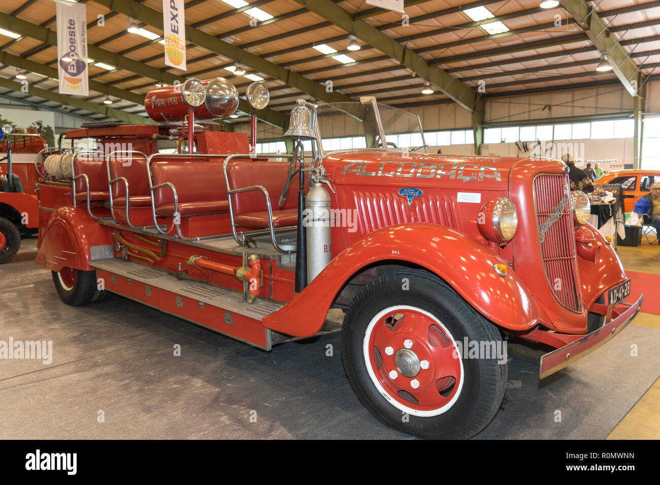 Old fire engine, Classic Auto, Caldas da Rainha, Portugal Stock Photo