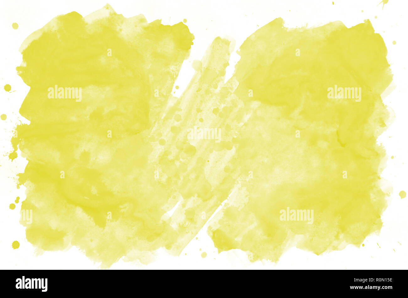 Colorful yellow watercolor wet brush paint liquid background for