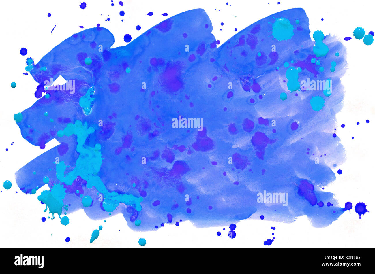 Colorful Blue Watercolor Wet Brush Paint Liquid Background For