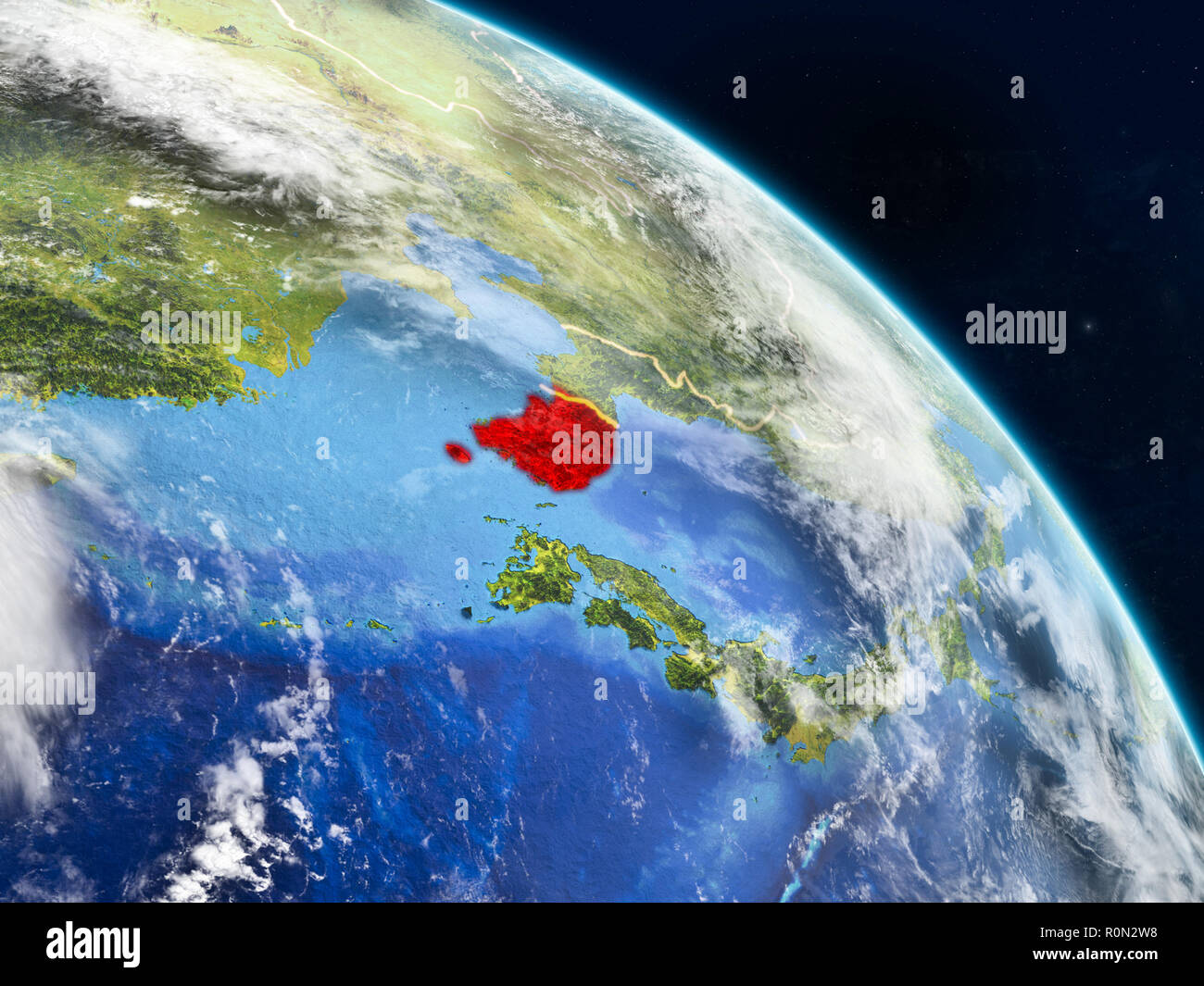 South Korea from space on realistic model of planet Earth with country ...