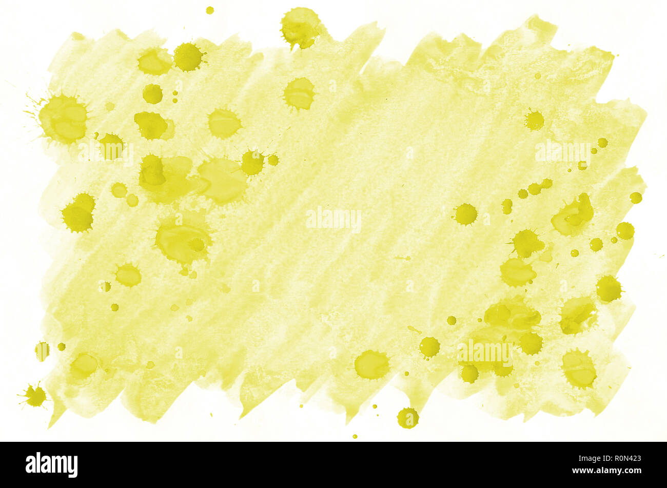 Colorful yellow watercolor wet brush paint liquid background for