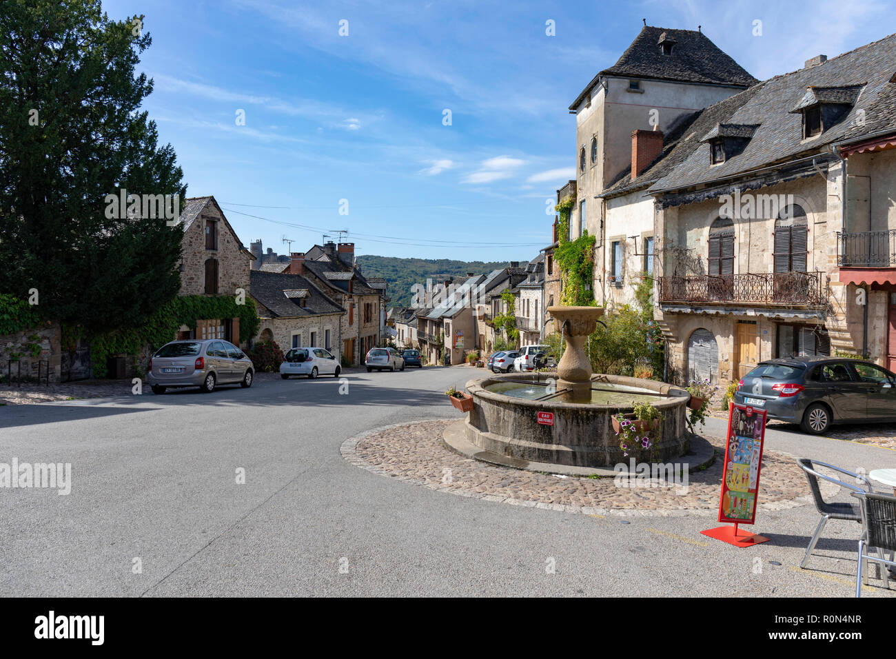 Najac, officially listed as one of the 'most beautiful villages of France', is about 20 kilometres south of  in the Aveyron. Stock Photo