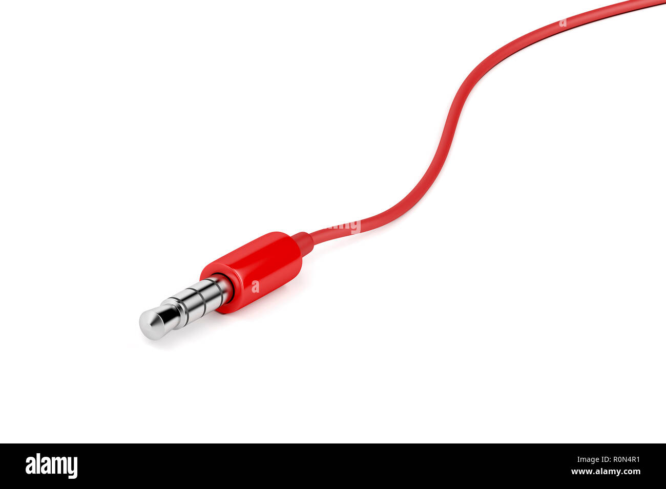 Red audio jack on white background, 3D illustration Stock Photo