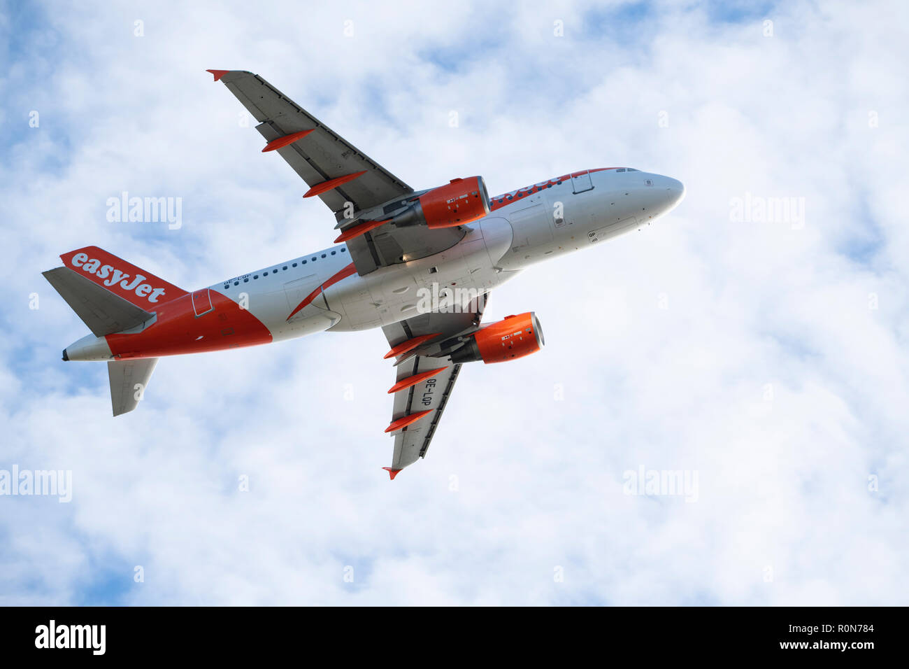 EasyJet Airbus on take-off from Liverpool John Lennon Airport Stock Photo