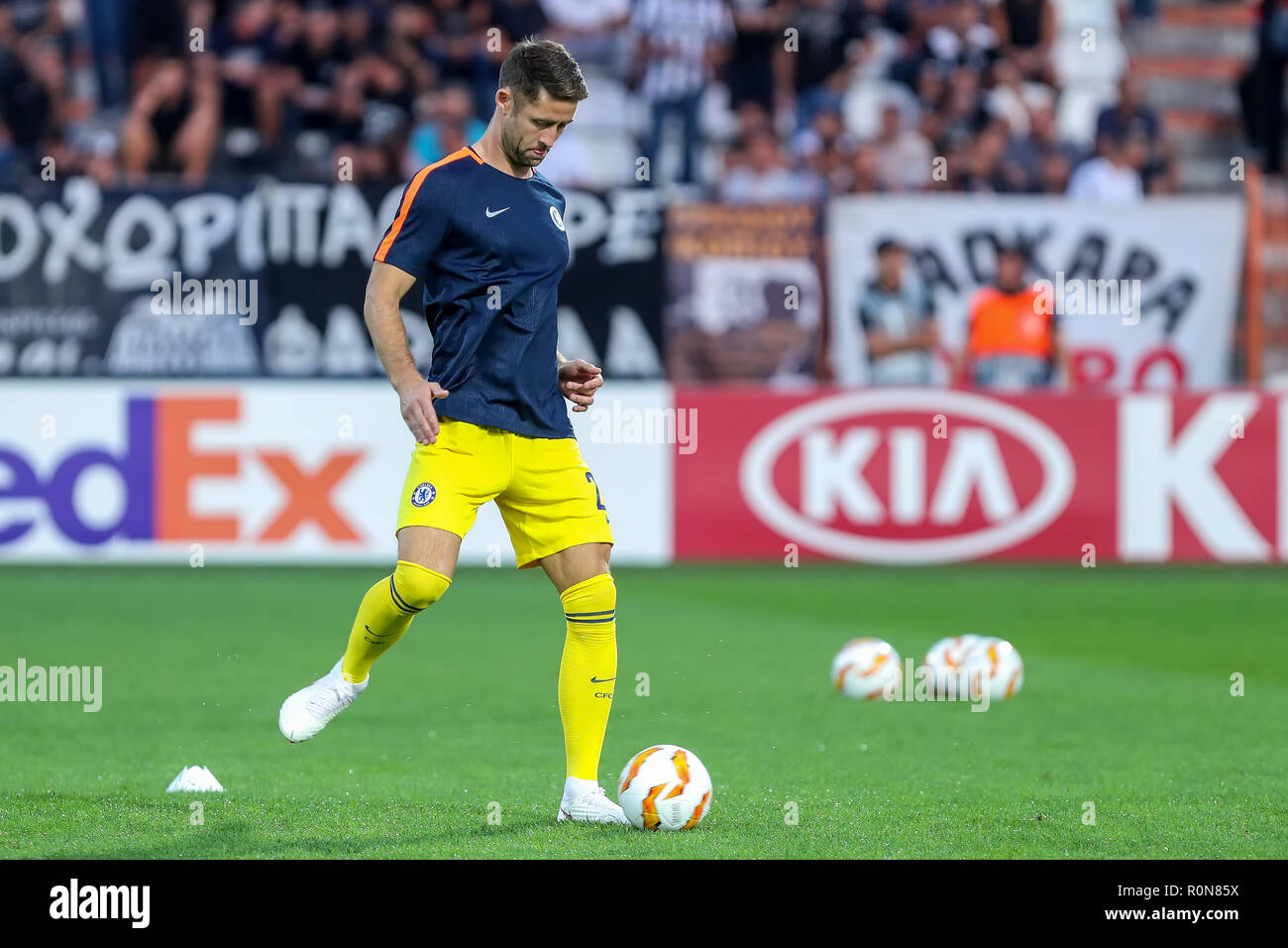Thessaloniki, Greece - Sept 20, 2018: Player of Chelsea Gary Cahill in action during the UEFA Europa League between PAOK vs FC Chelsea played at Toumb Stock Photo
