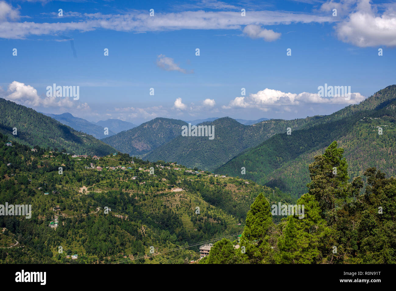 View From Bhimtal Road in Uttrakhand - Nainital District Stock Photo