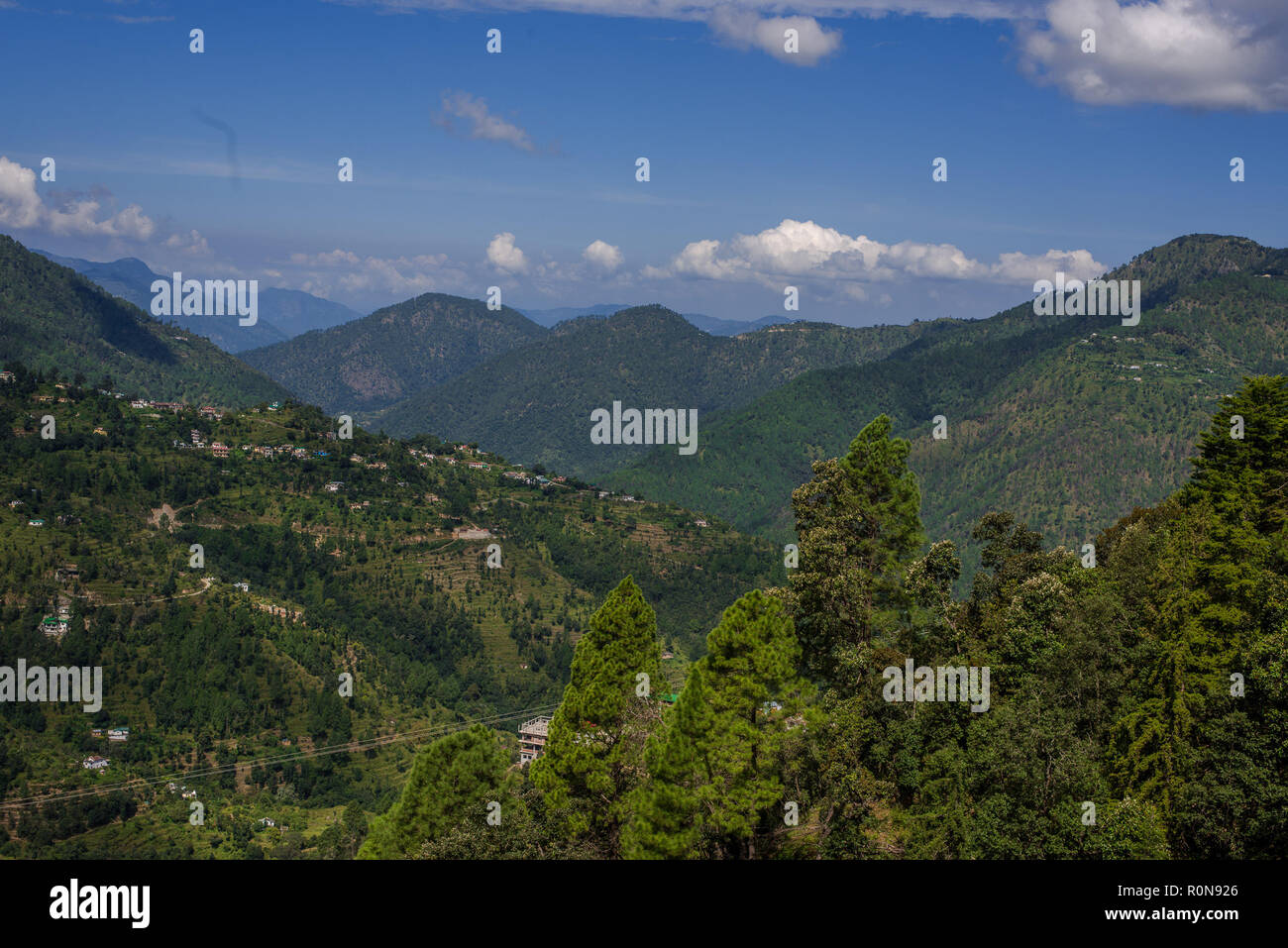 View From Bhimtal Road in Uttrakhand - Nainital District Stock Photo