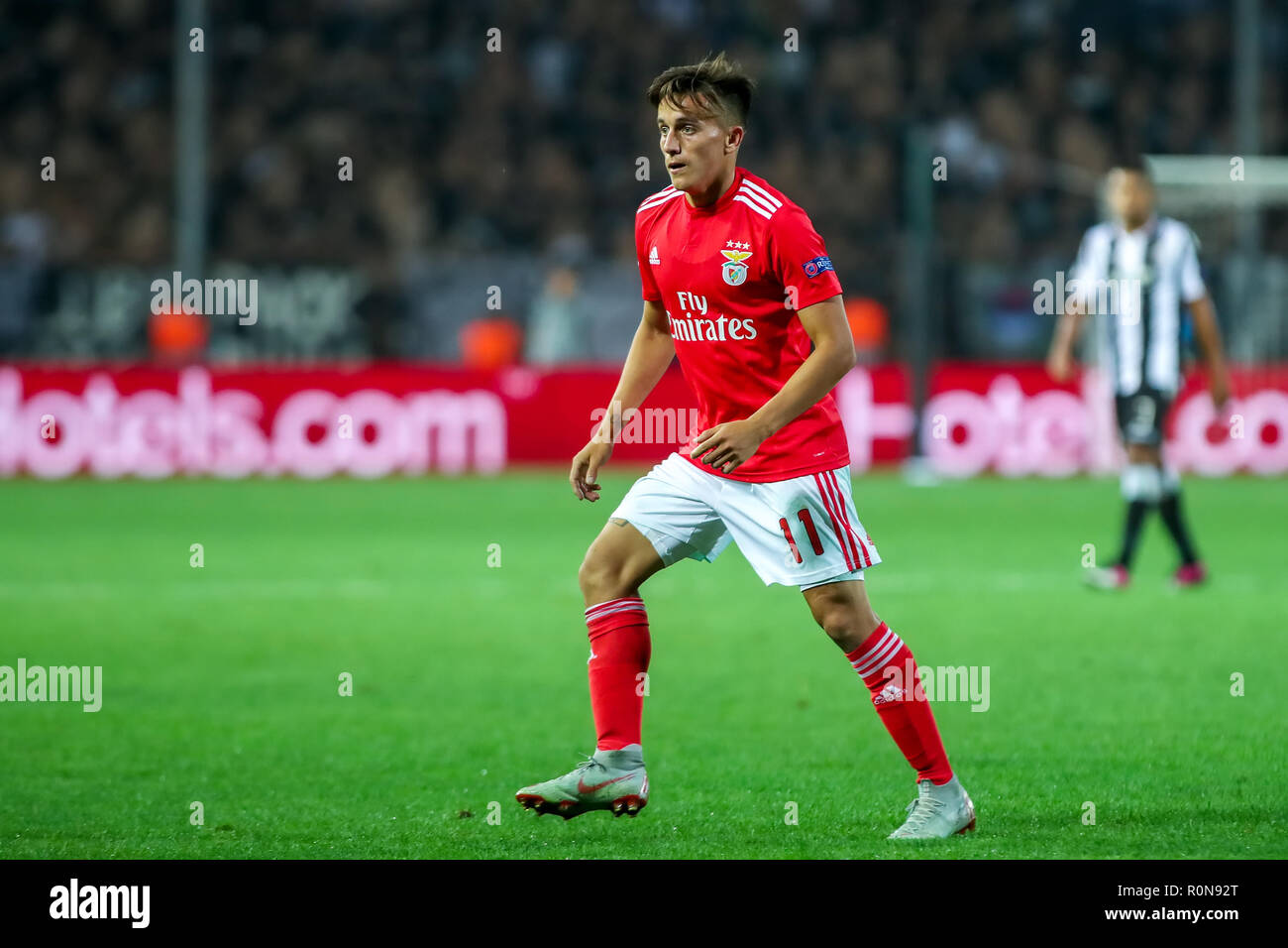 Thessaloniki, Greece - August 29, 2018: Player of Benfica Franco Cervi in action during the UEFA Champions League Play-offs , 2nd leg PAOK vs FC Benfi Stock Photo