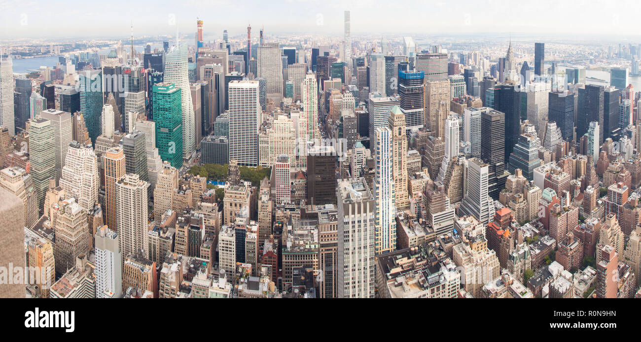 View from the top of the Empire State Building, Manhattan, New York City, United States of America. Stock Photo