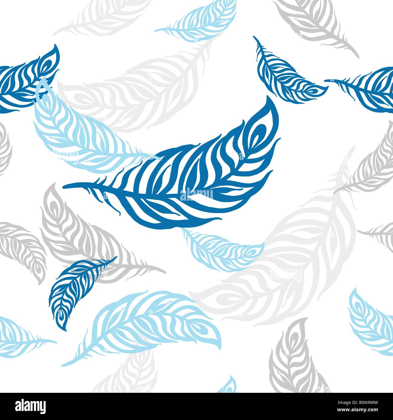 Feathers seamless light pattern for bedlinen, poster, logo, background, texture, print Stock Vector