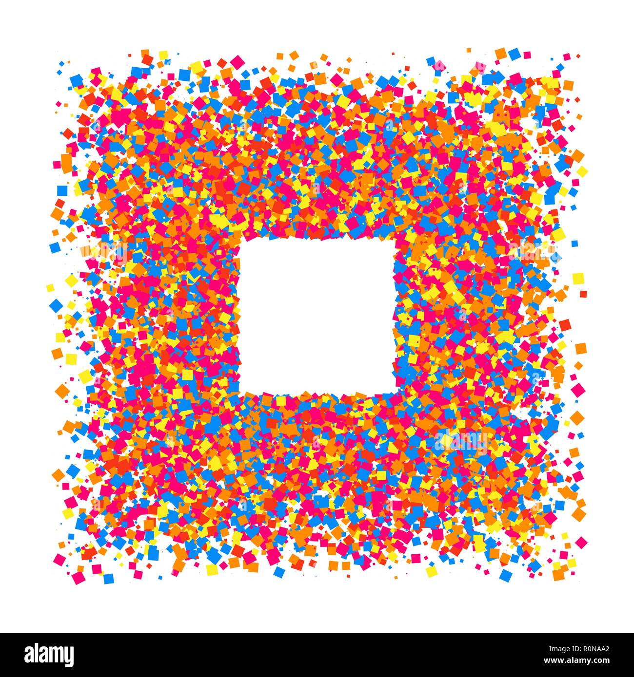 Colored frame isolated on white background. Colorful explosion of