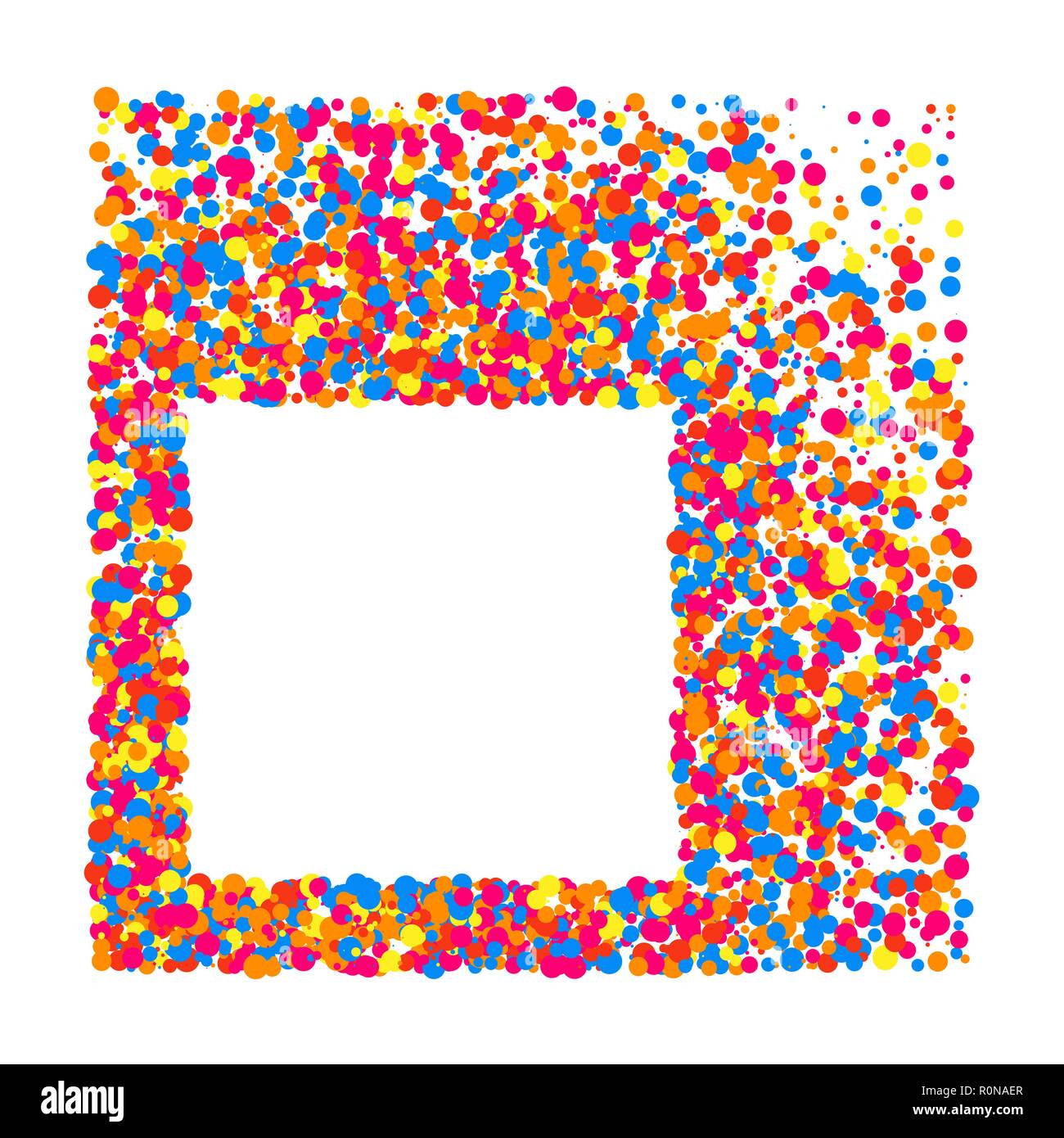 Colored frame isolated on white background. Colorful explosion of