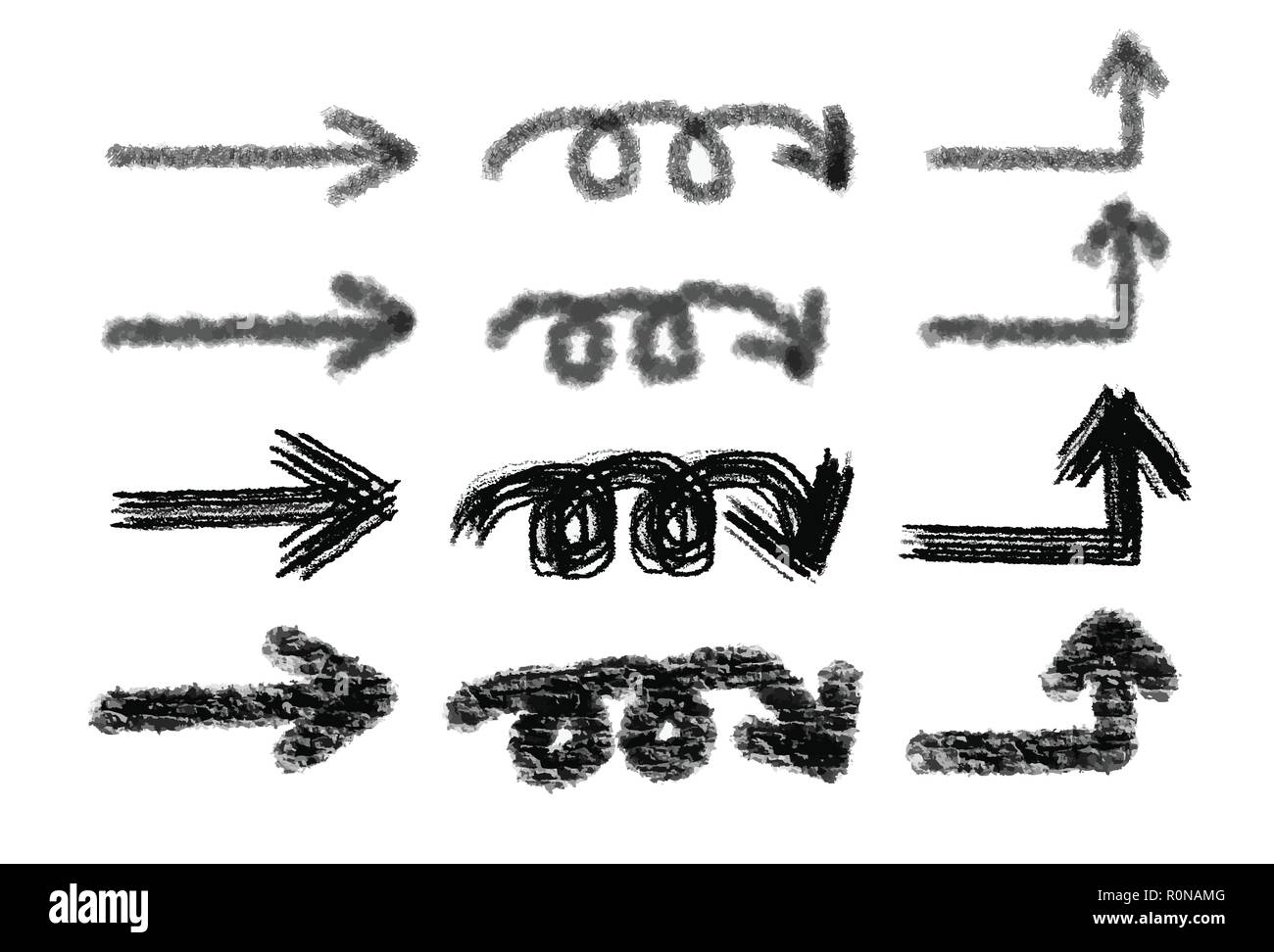 Set of vector Hand drawn arrows isolated on white. Buttons, pointers ...