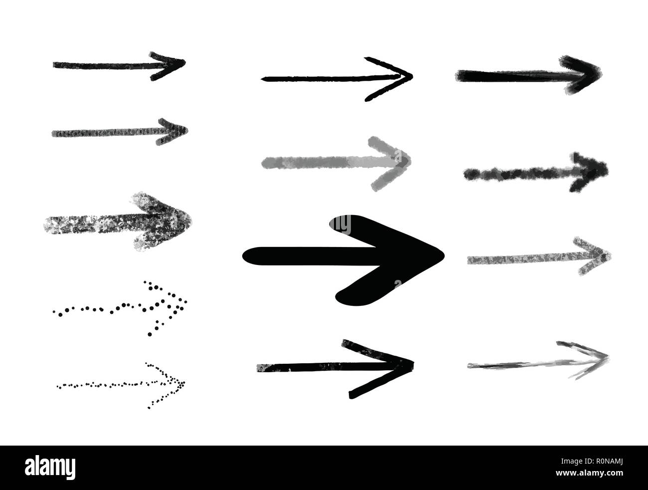 Set of vector Hand drawn arrows isolated on white. Buttons, pointers ...