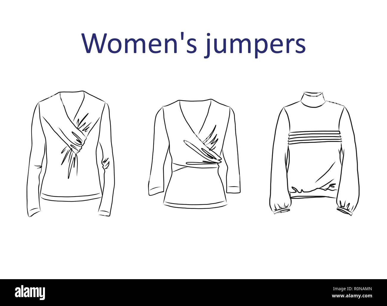 Hand drawn set with women clothes. Vector illustration for backgrounds ...