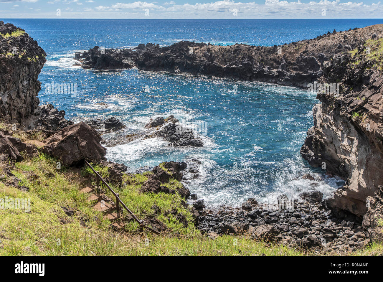 Ana Kai Tangata cave bay Stock Photo Alamy