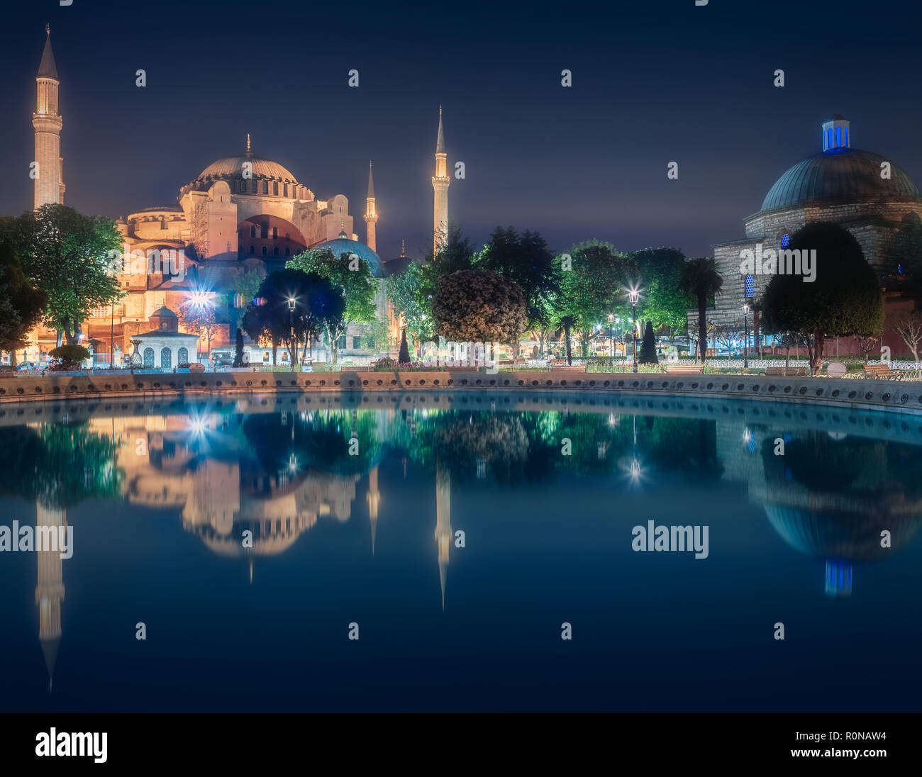 Hagia Sophia early at the night in Istanbul Stock Photo - Alamy