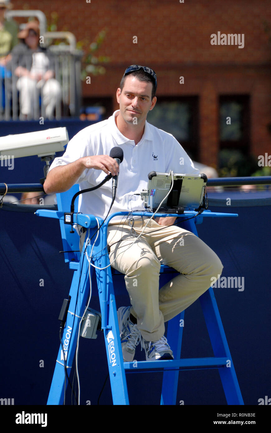 Umpire at the Aegon Tennis Championships, Queens Club, London, June 10th 2014. Stock Photo