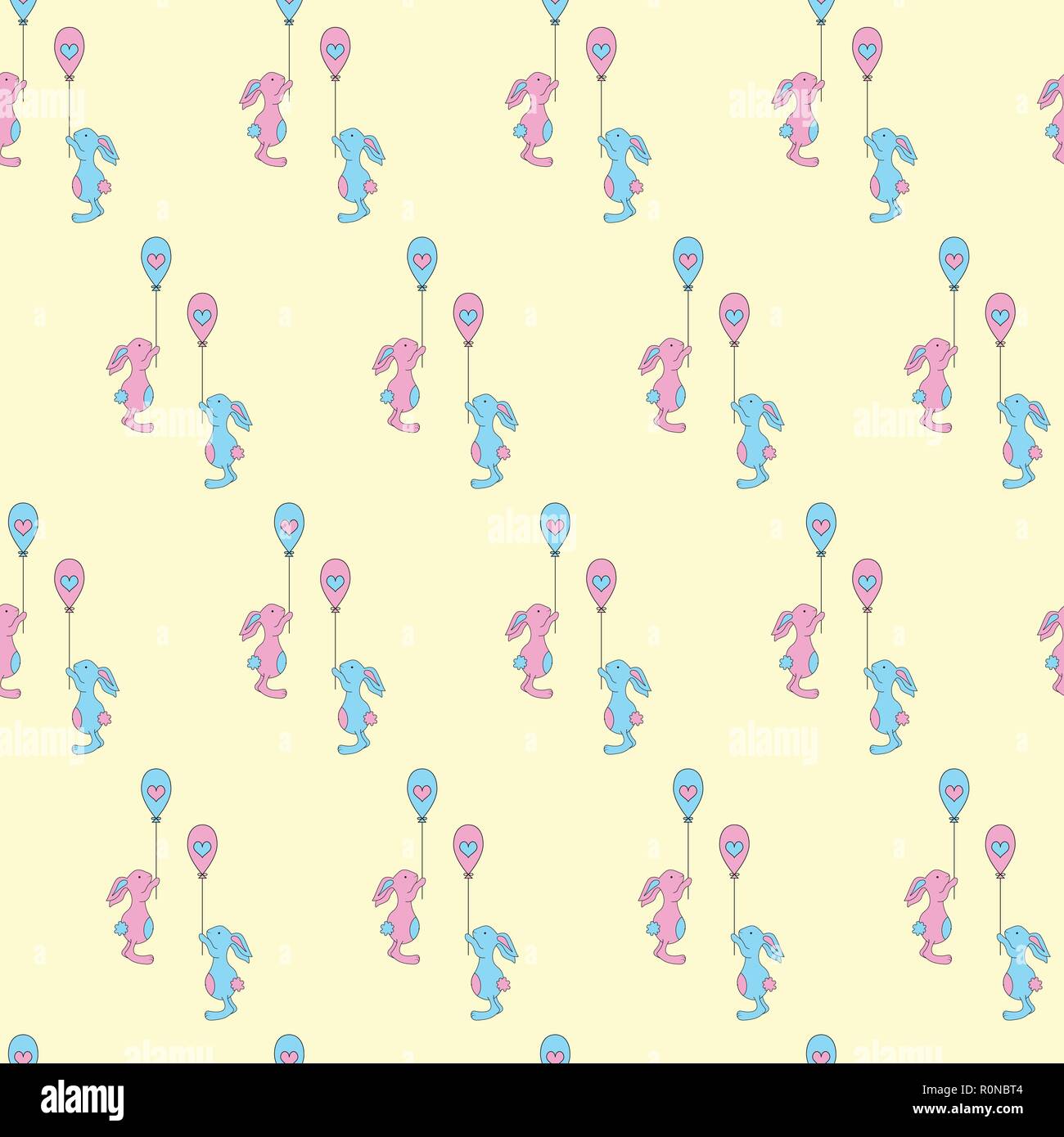 Seamless pattern with cute rabbits. Vector illustration Stock Vector ...