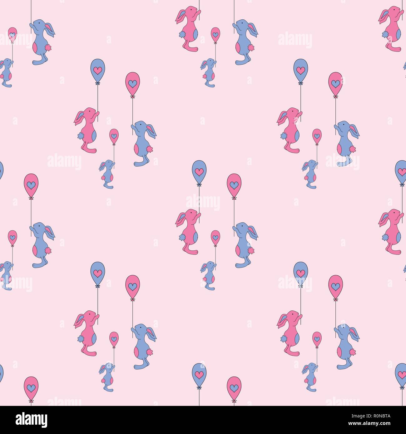 Seamless pattern with cute rabbits. Vector illustration Stock Vector ...