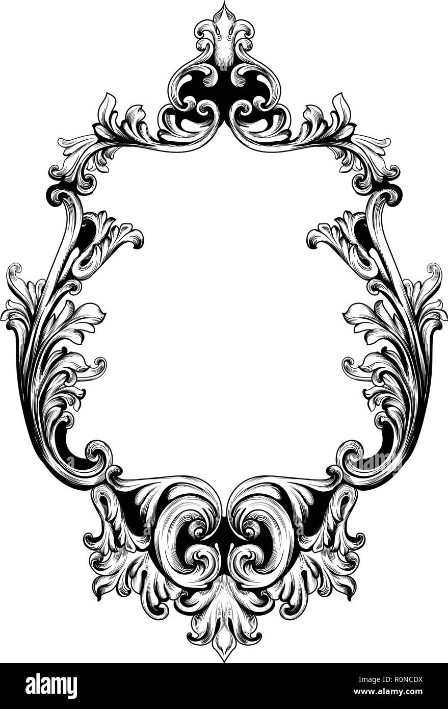 Vintage mirror frame Vector. Baroque rich design elements decor. Royal