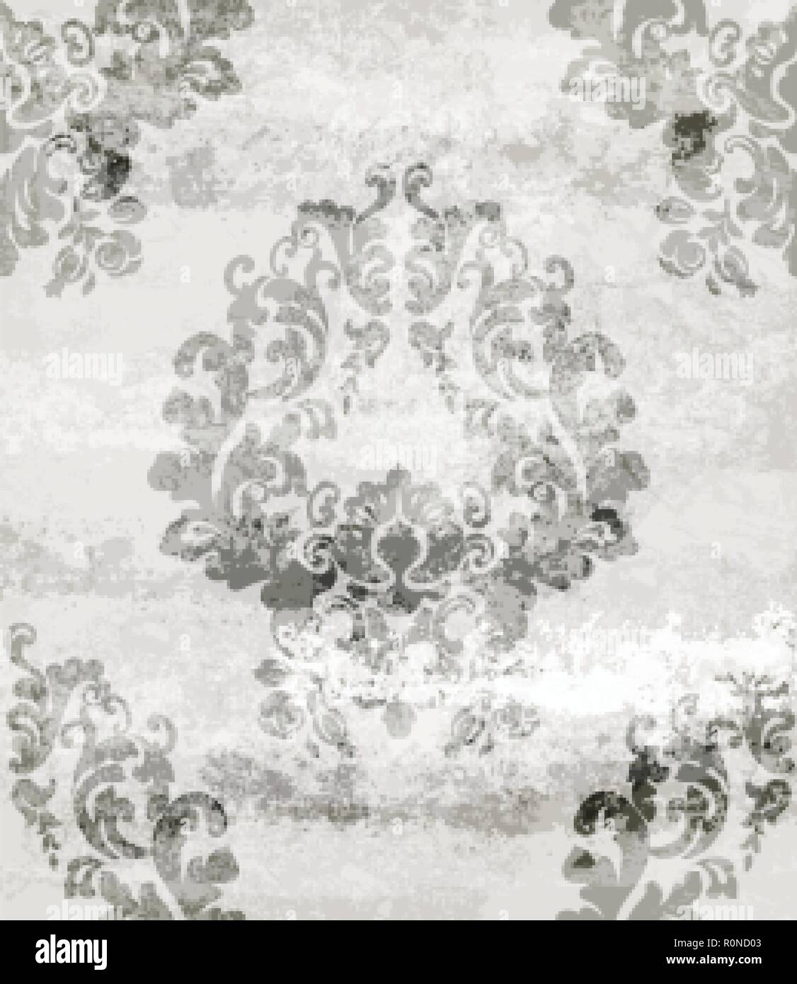 Vintage damask card background Vector. Luxury ornament background ...