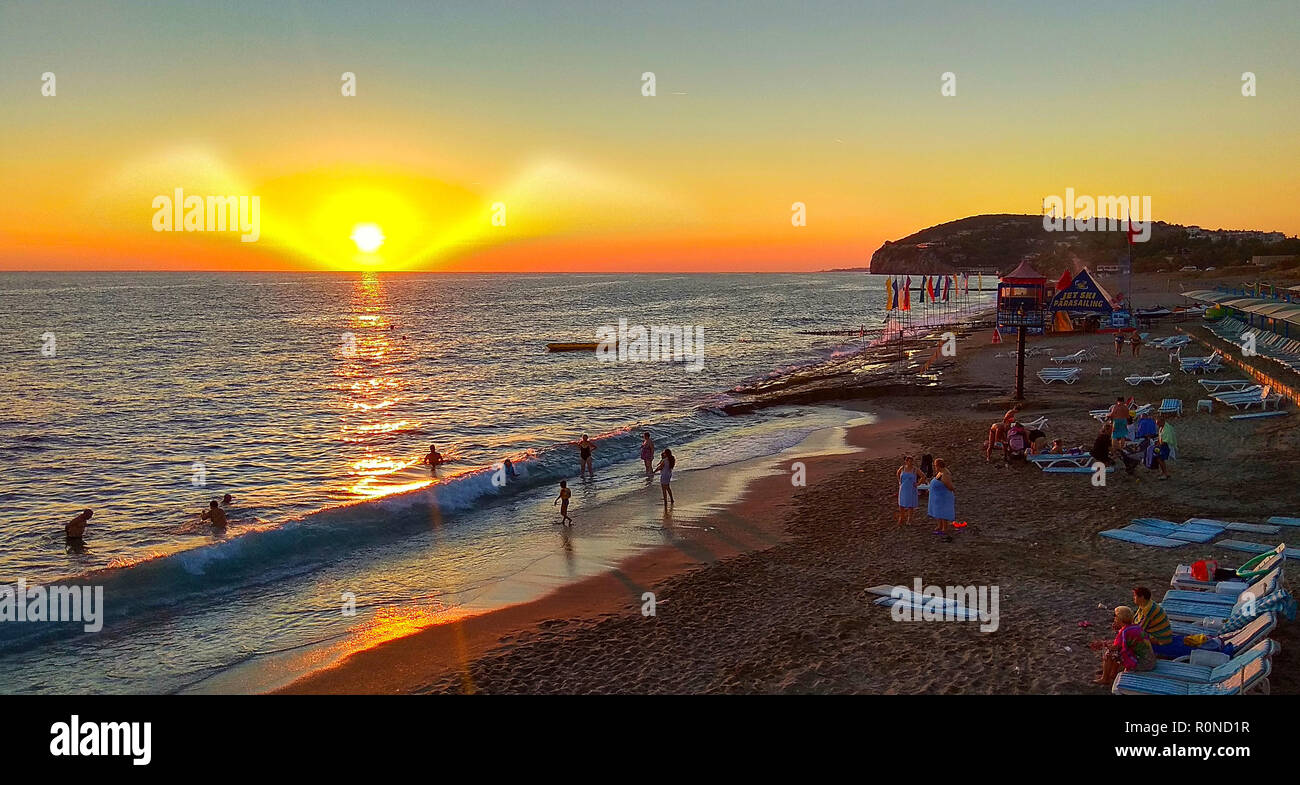 Alanya/Turkey - 09/10/2018 - view on sea with sun angel shape Stock Photo