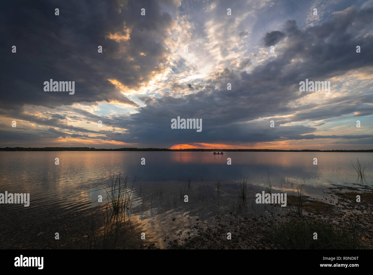 Sonnenuntergang am See Stock Photo