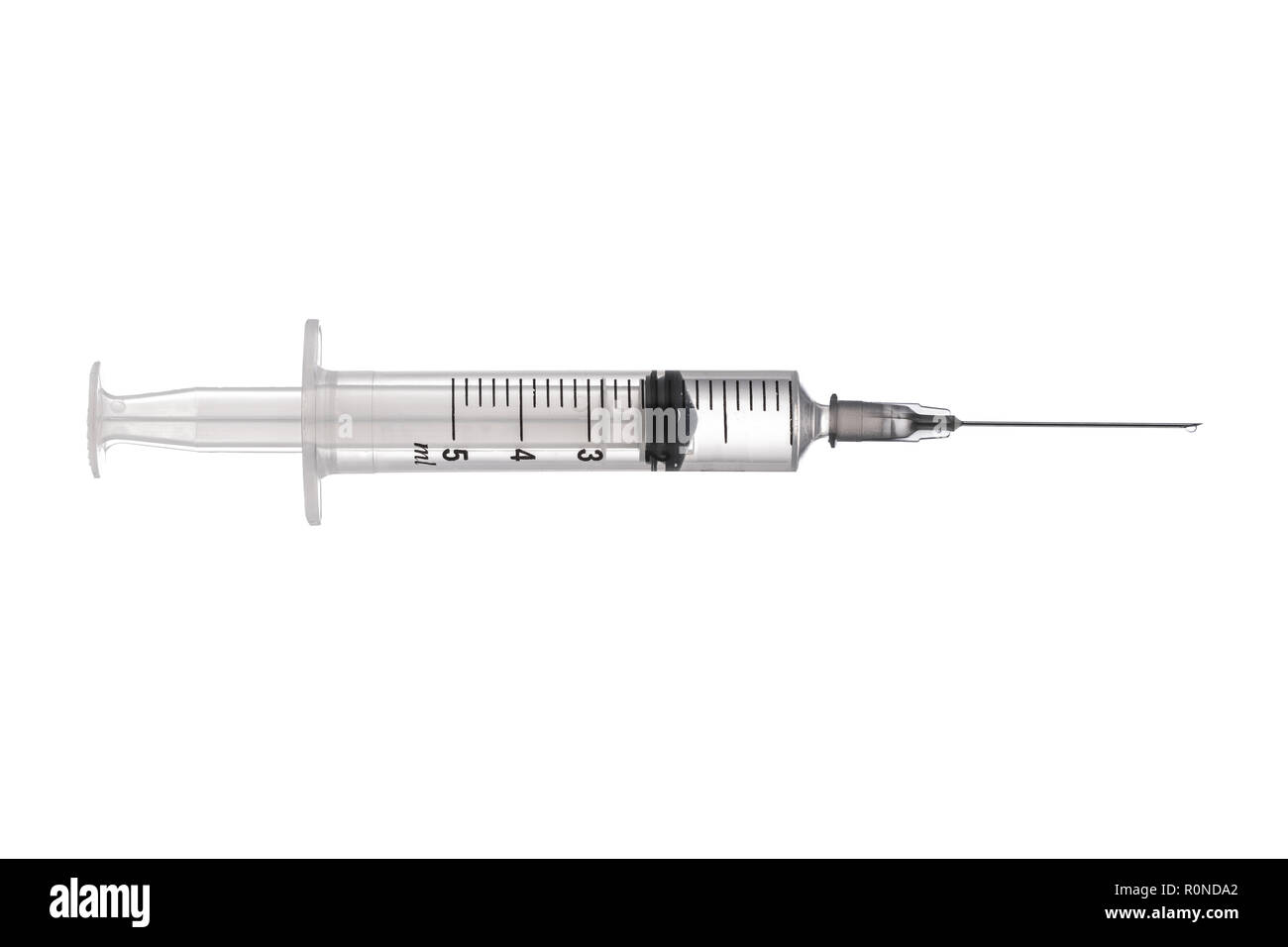 Syringe closeup isolated on white background. Stock Photo