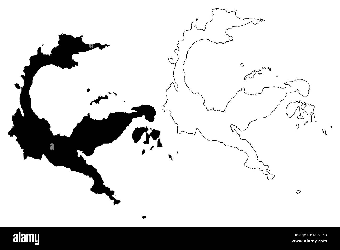 Central Sulawesi (Subdivisions of Indonesia, Provinces of Indonesia) map vector illustration, scribble sketch Sulawesi Tengah map Stock Vector