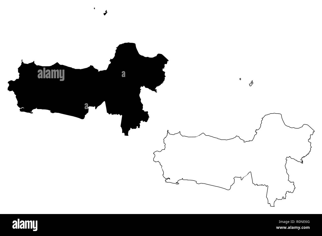 Central Java (Subdivisions of Indonesia, Provinces of Indonesia) map vector illustration, scribble sketch Jawa Tengah map Stock Vector