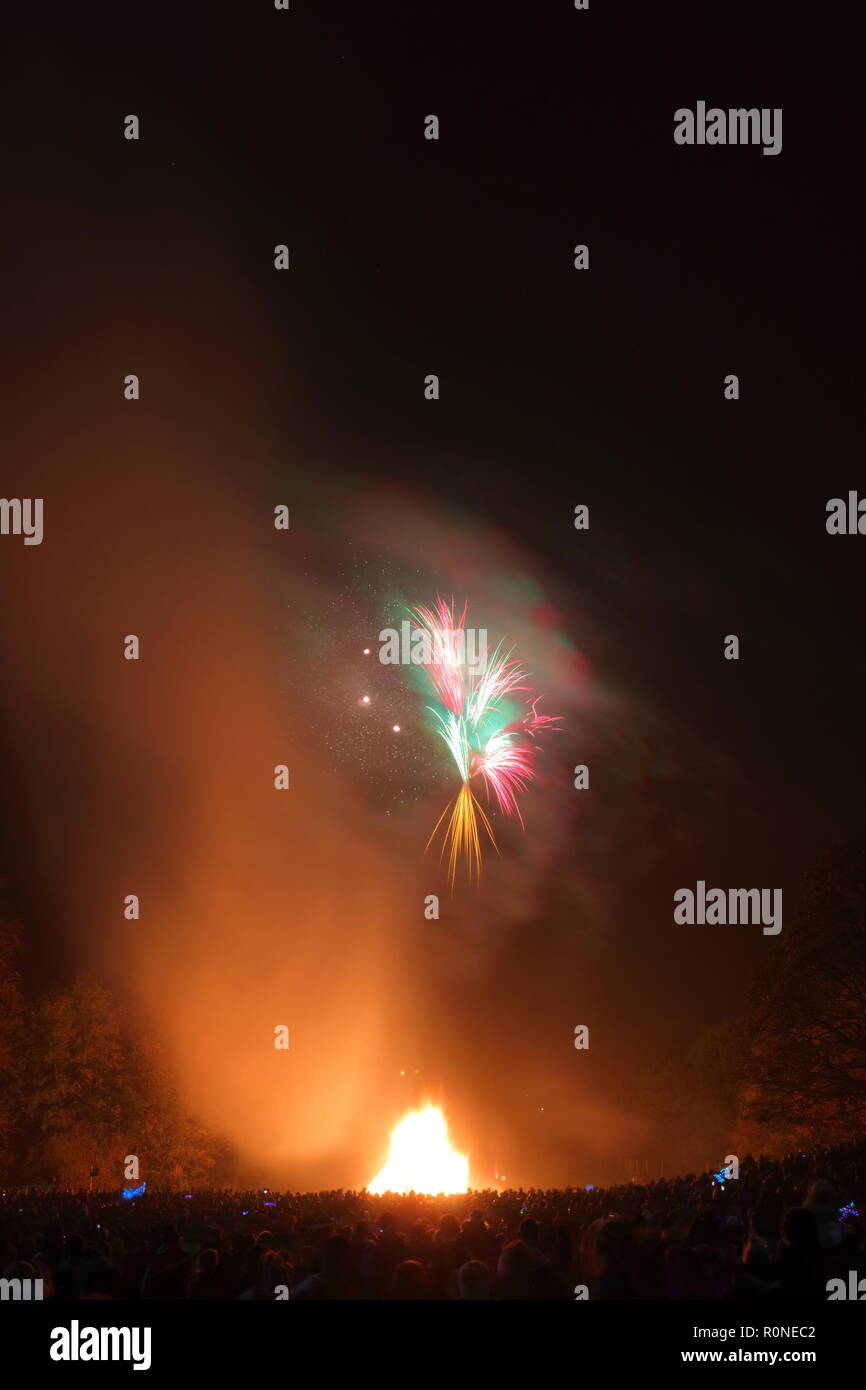 Fireworks display at Springhead Park in Rothwell, Leeds, West Yorkshire
