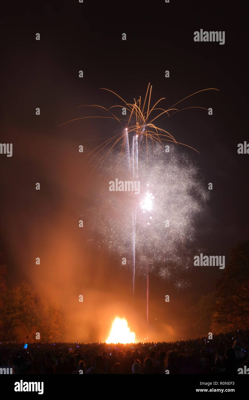 Fireworks display at Springhead Park in Rothwell, Leeds, West Yorkshire