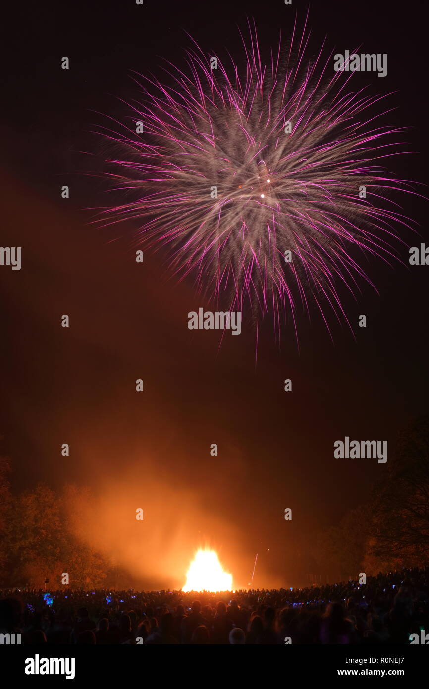 Fireworks display at Springhead Park in Rothwell, Leeds, West Yorkshire